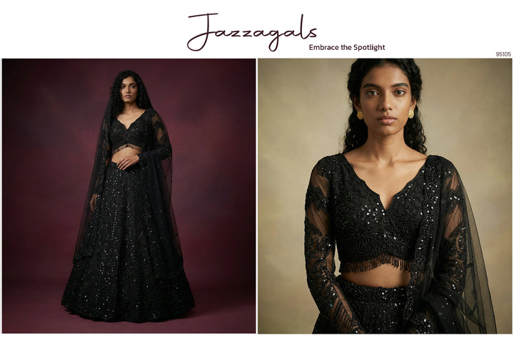 The Banaras Loom Heirloom: Black Net Lehenga Ensemble II