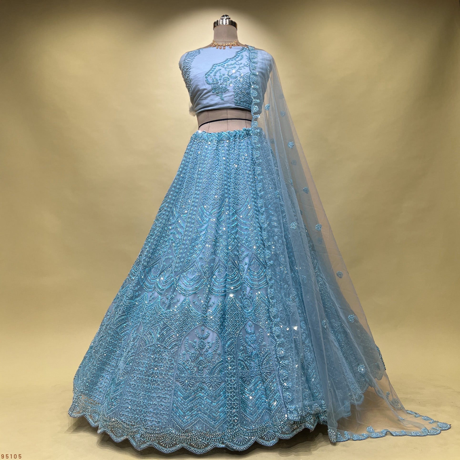 The Banaras Loom Heirloom: Black Net Lehenga Ensemble II – Black – view 3