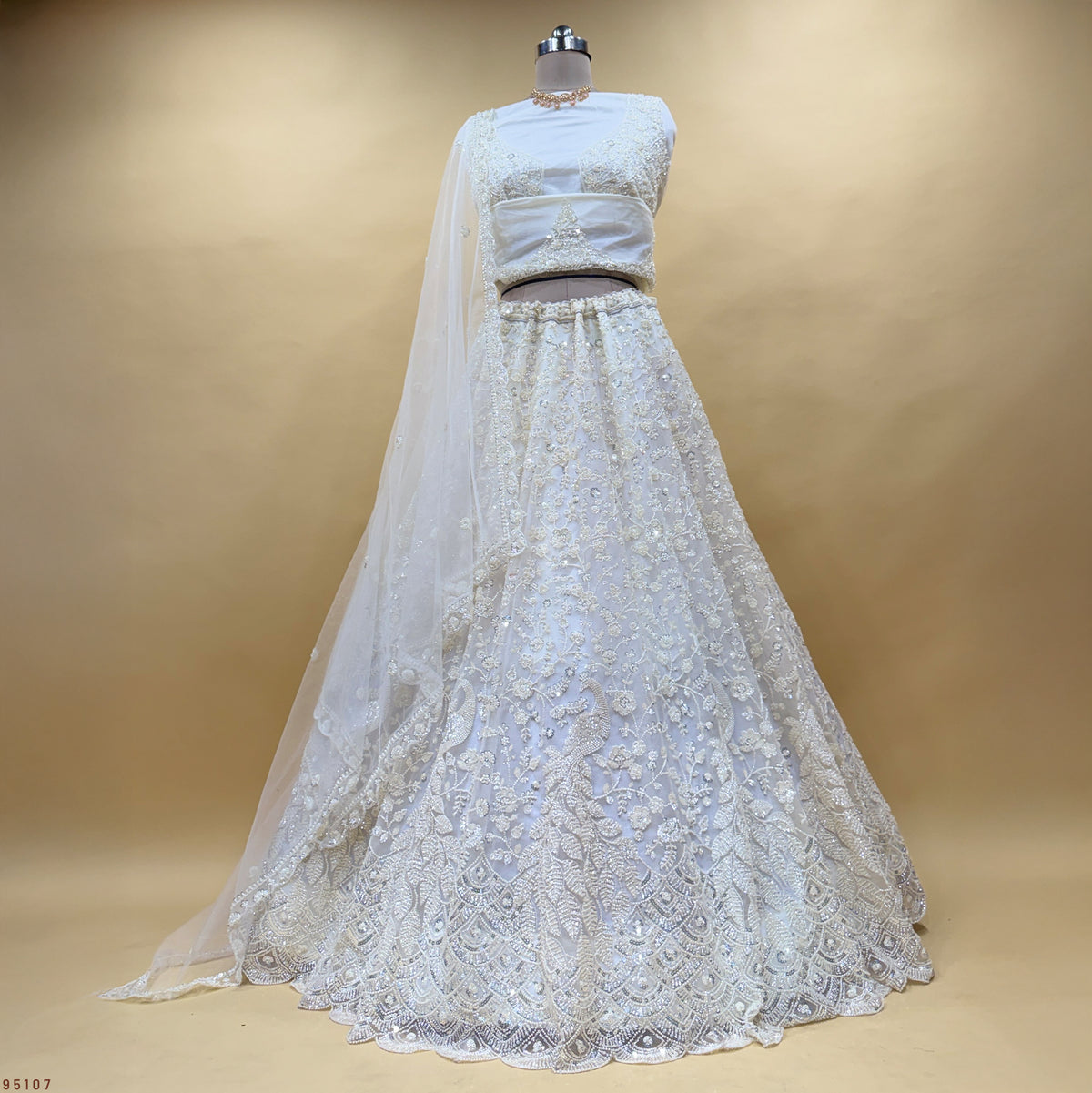 The Vivaha Heirloom: Lavender Net Lehenga Ensemble – Lavender – view 3