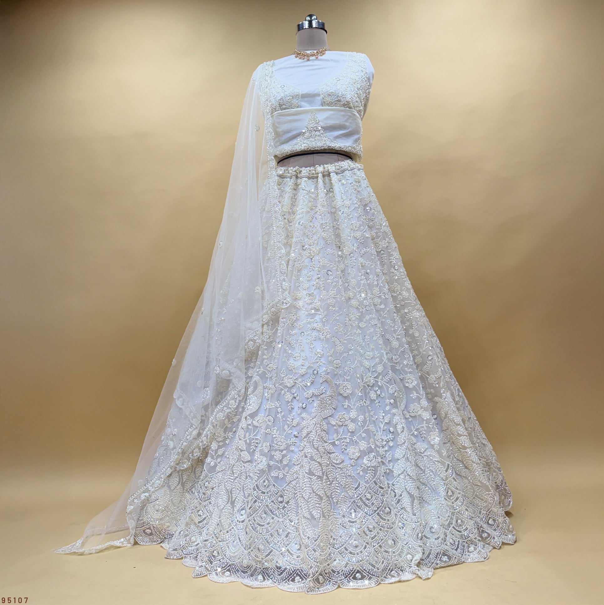 The Vivaha Heirloom: Lavender Net Lehenga Ensemble – Lavender – view 3