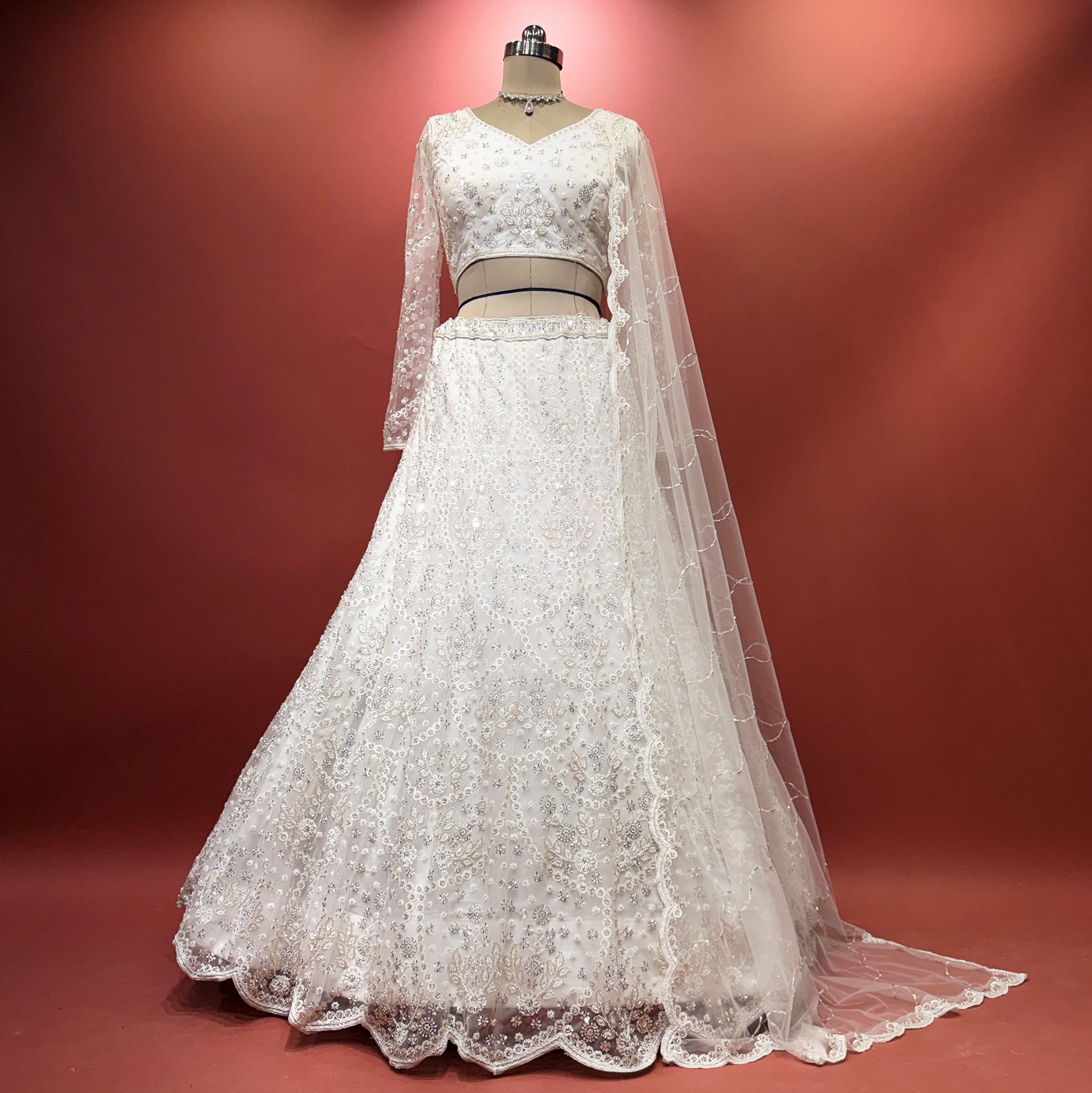 The Ananda Heirloom: Black Net Lehenga Ensemble III – Black – view 2