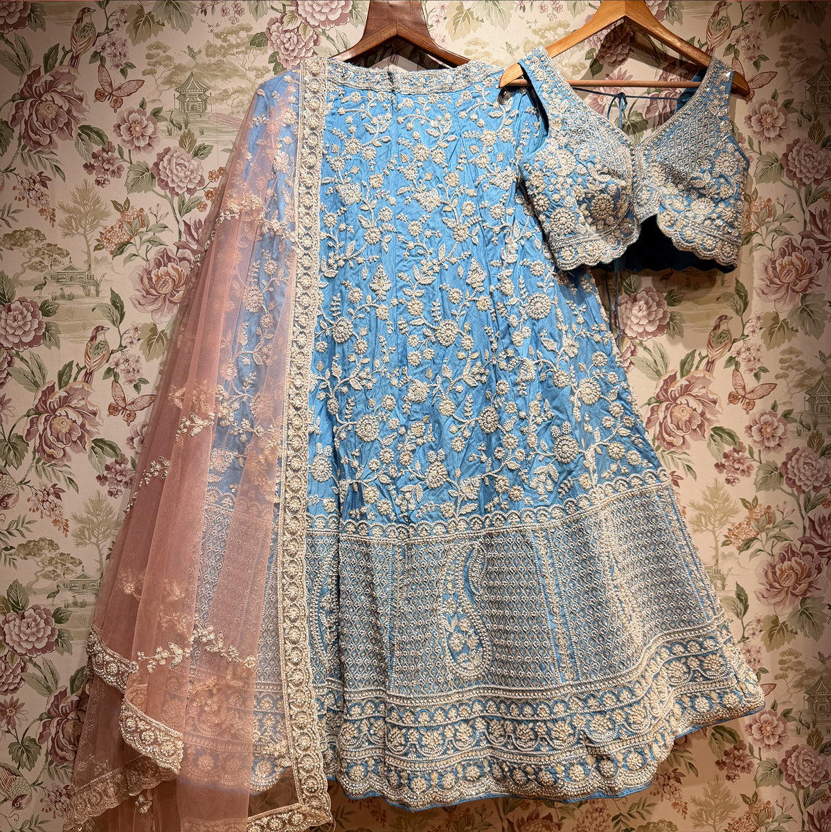 The Vivaha Darbar: Blue Silk Lehenga Ensemble II - Blue - view 8