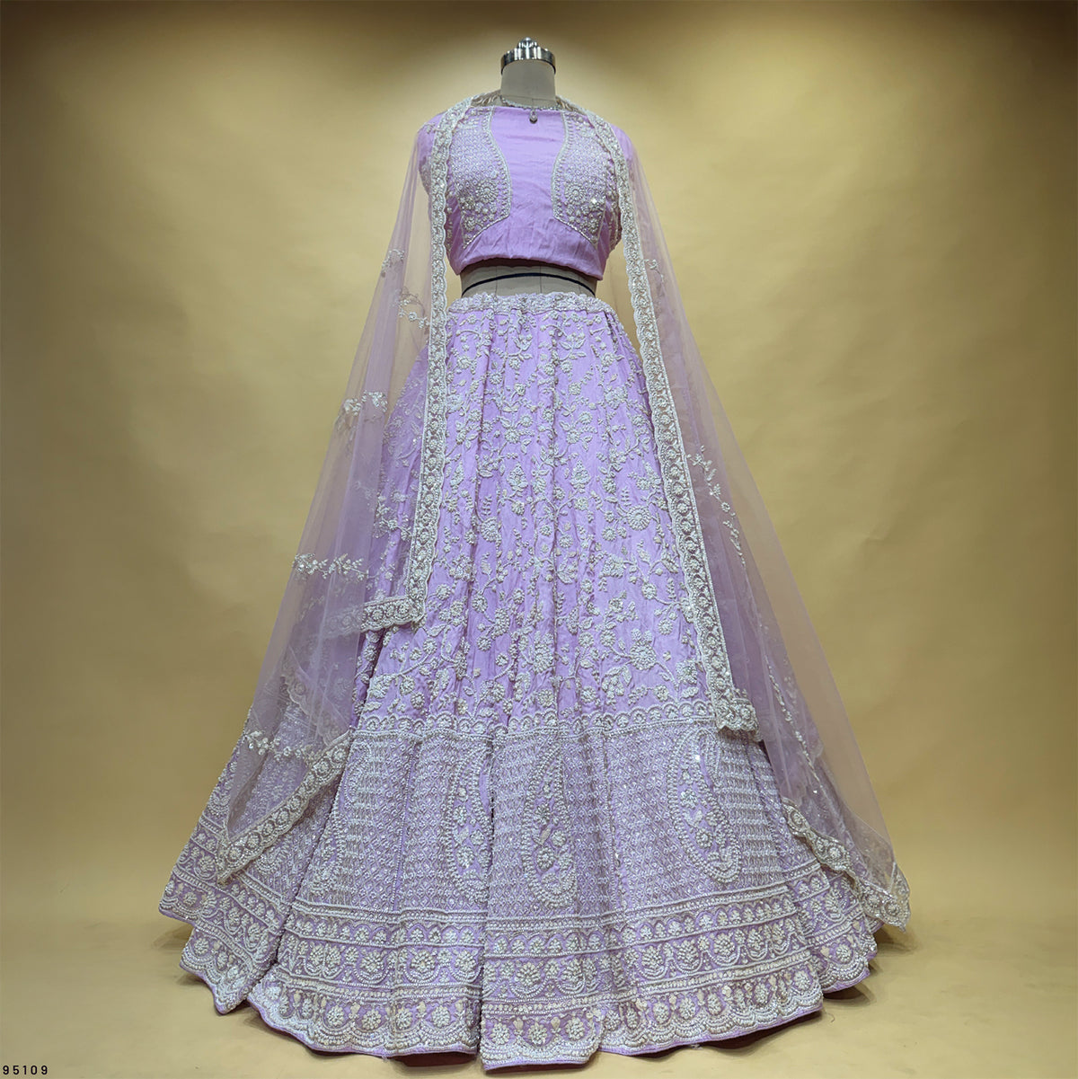 The Vivaha Darbar: Blue Silk Lehenga Ensemble II – Blue – view 3
