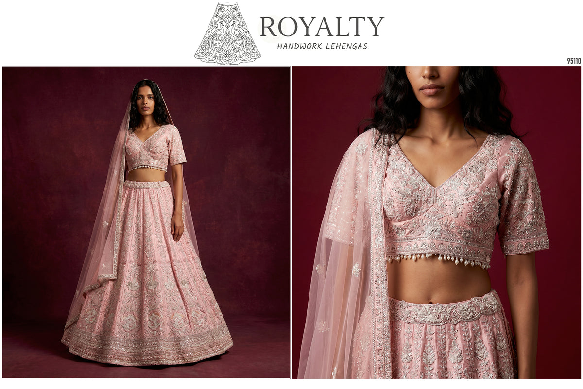 The Parampara Collection: Blue Silk Lehenga Ensemble II - Pink - view 7