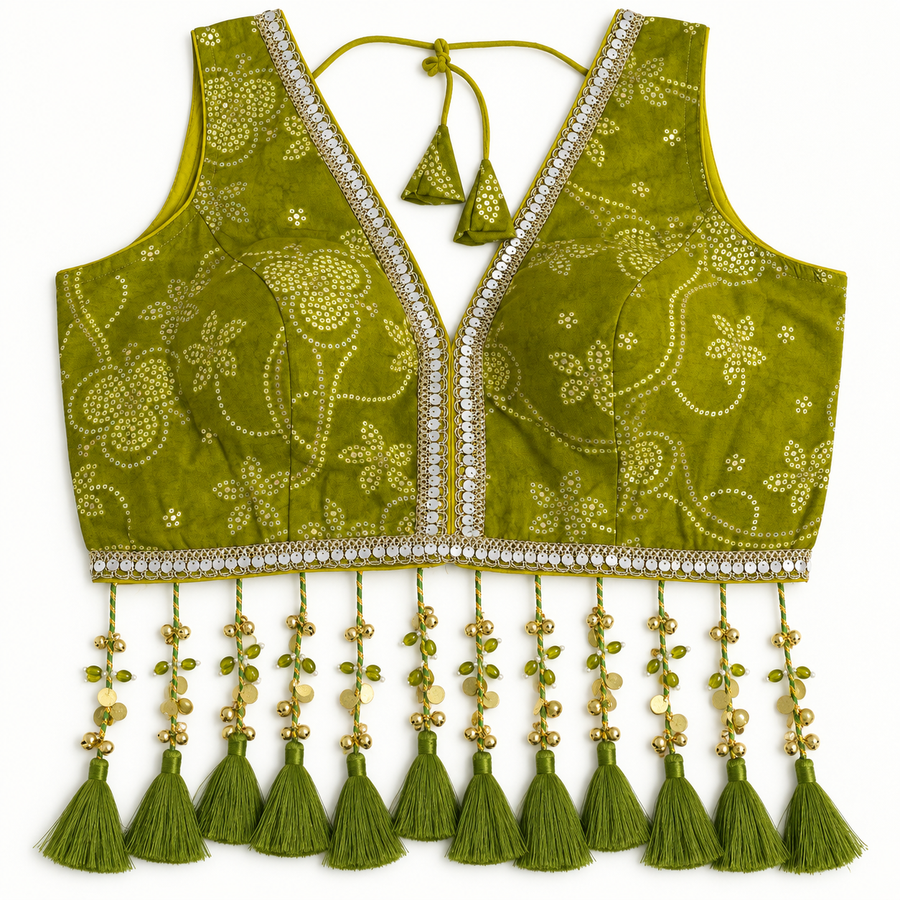Navratri Bandhani Print Cotton Blouse - Des- 6926