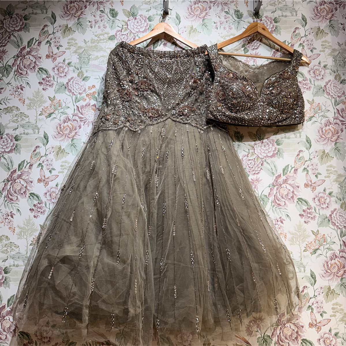 The Jaipur Palace Heirloom: Green & Gold Heritage Lehenga Ensemble – Green and Gold – view 1