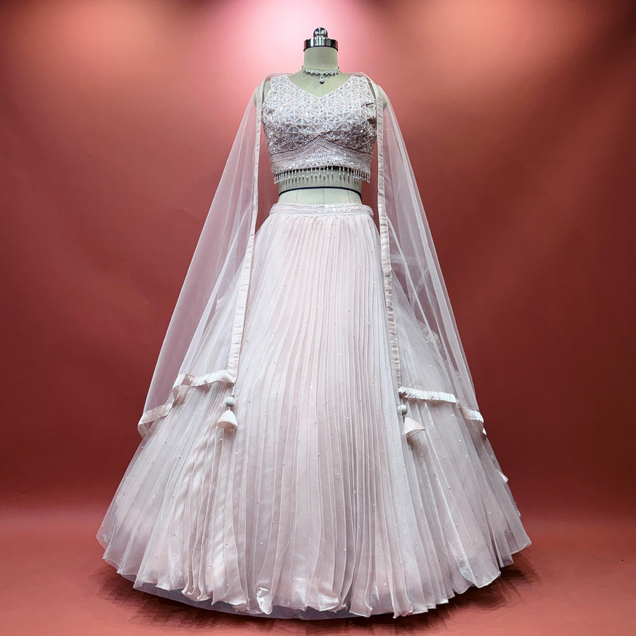 The Kamalini Collection: Baby Pink Lehenga Ensemble