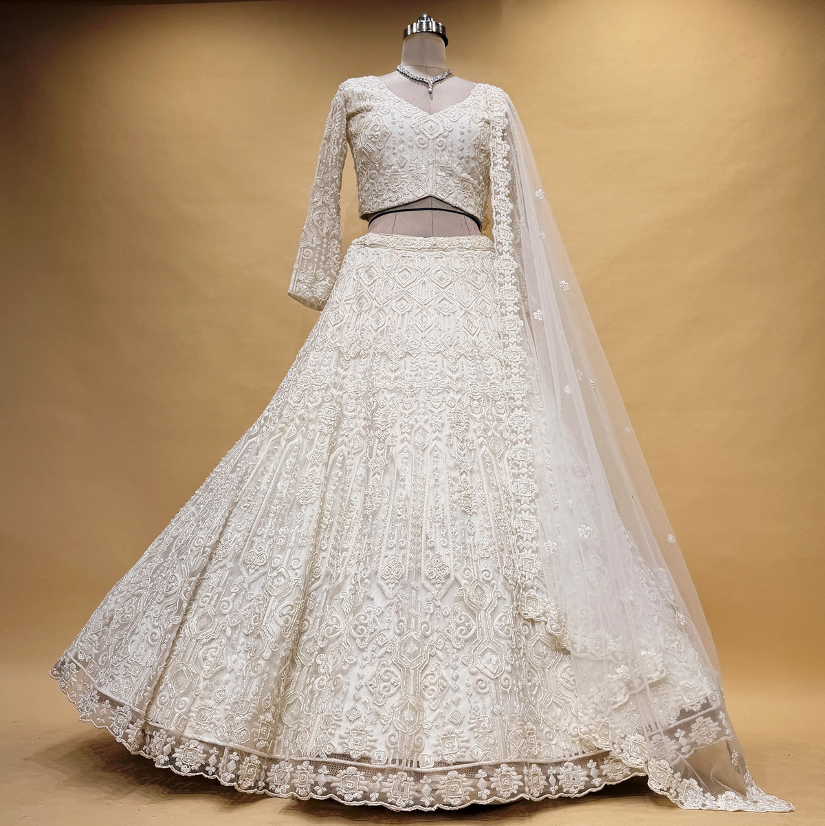 The Rajputana Darbar Edit: White Heritage Lehenga Ensemble II – Off White – view 1