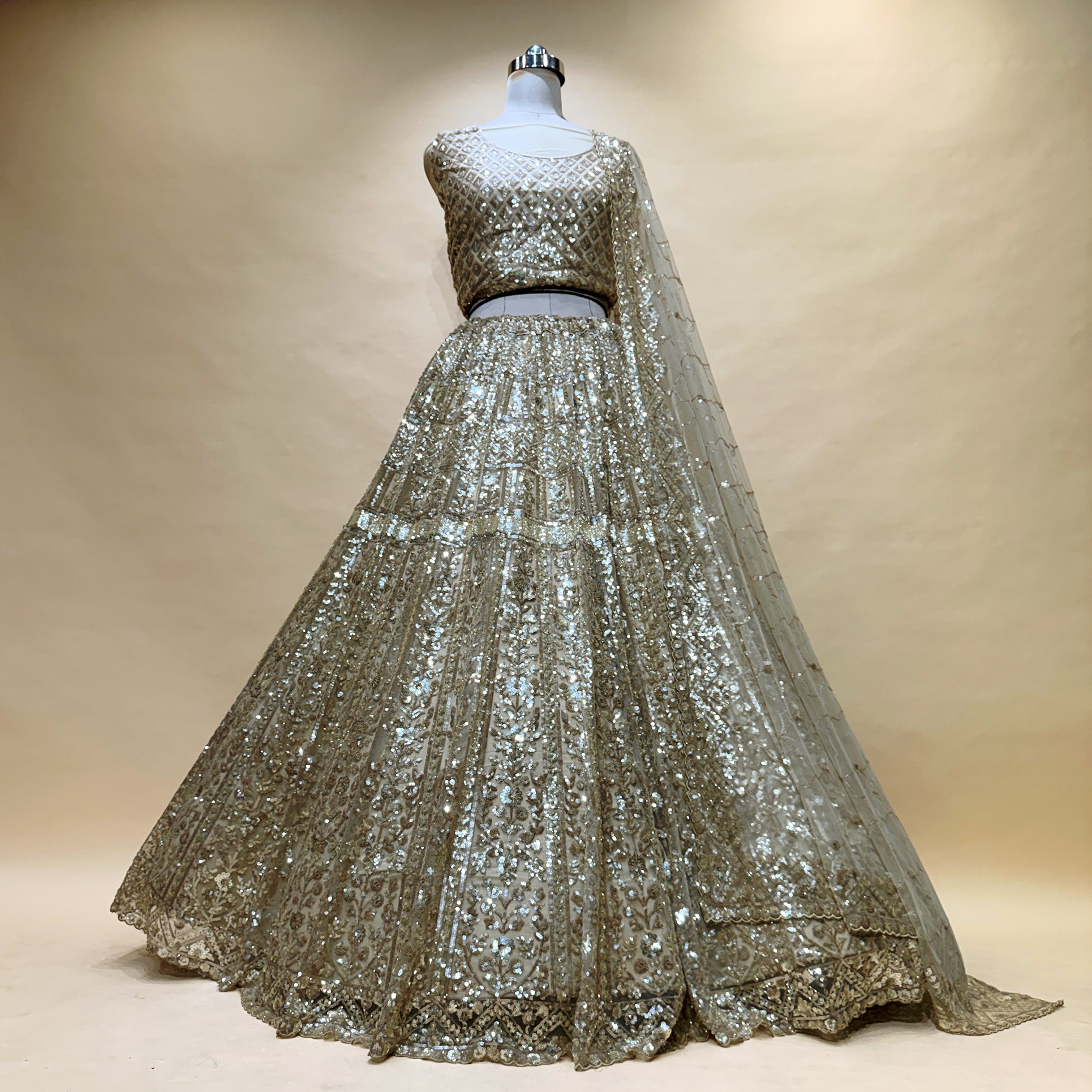 The Shagun Darbar: Blue Heritage Lehenga Ensemble I – Blue – view 3