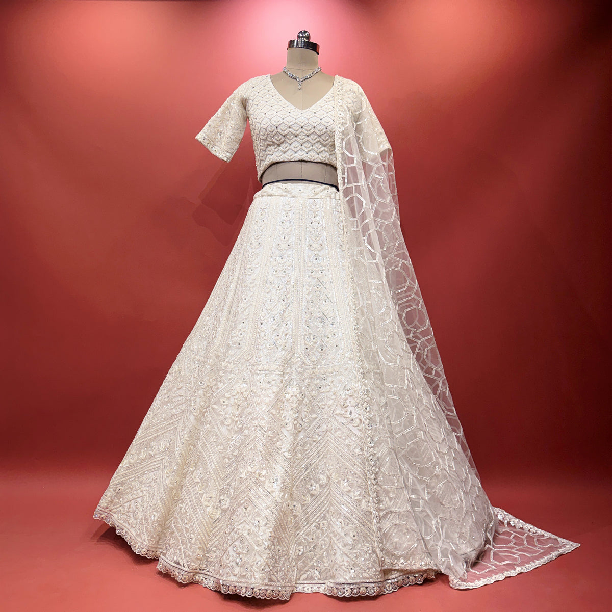 The Rajputana Darbar Edit: White Heritage Lehenga Ensemble - Off White - view 2