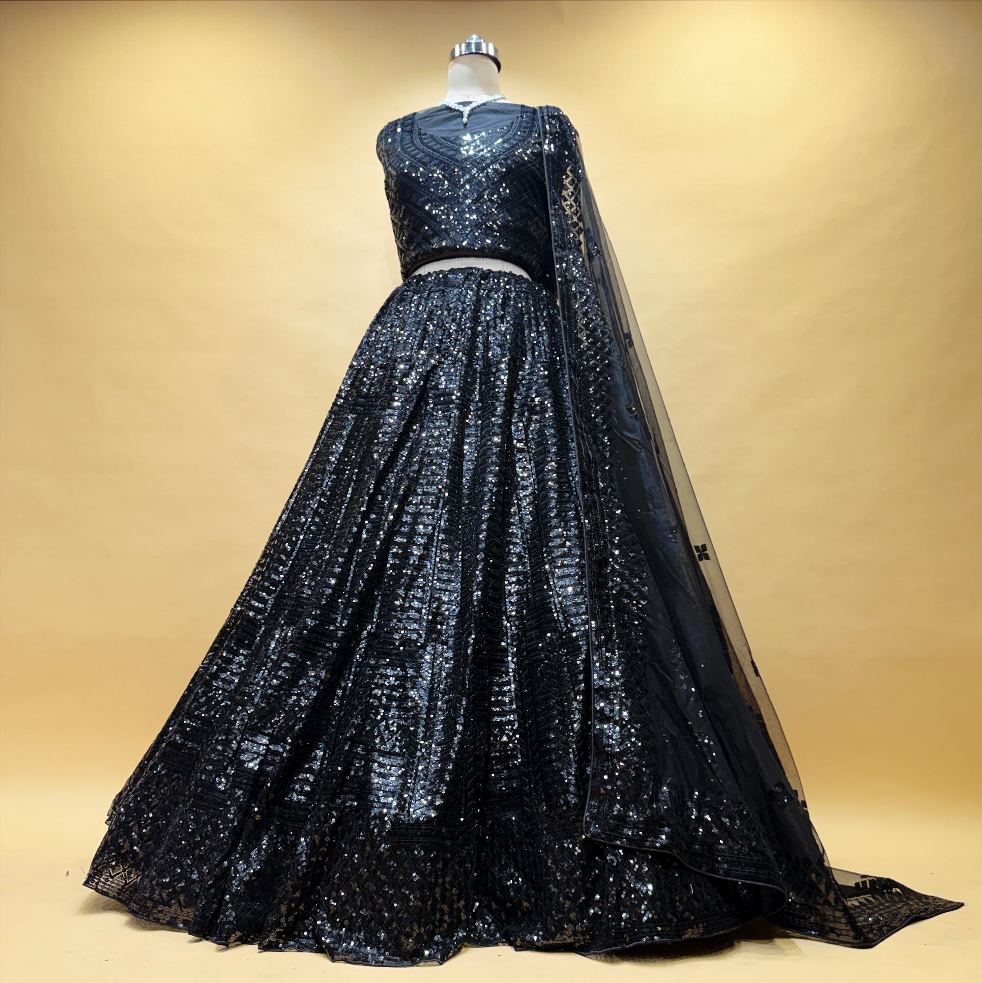 The Saubhagya Collection: Heritage Lehenga Ensemble I – Black – view 1