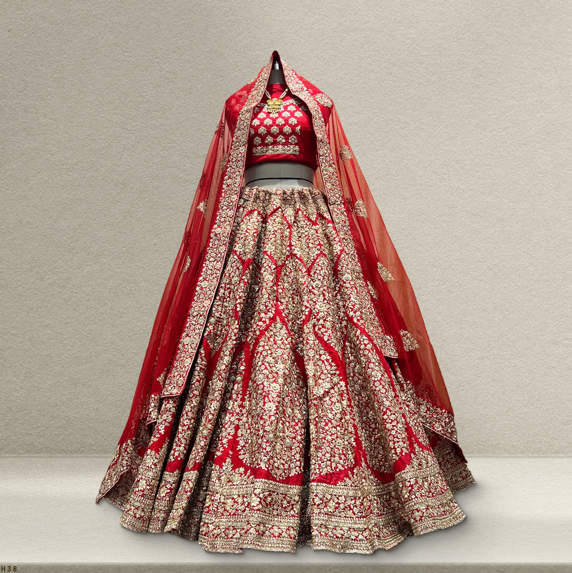The Saubhagya Collection: Red Heritage Lehenga Ensemble III – Red – view 1