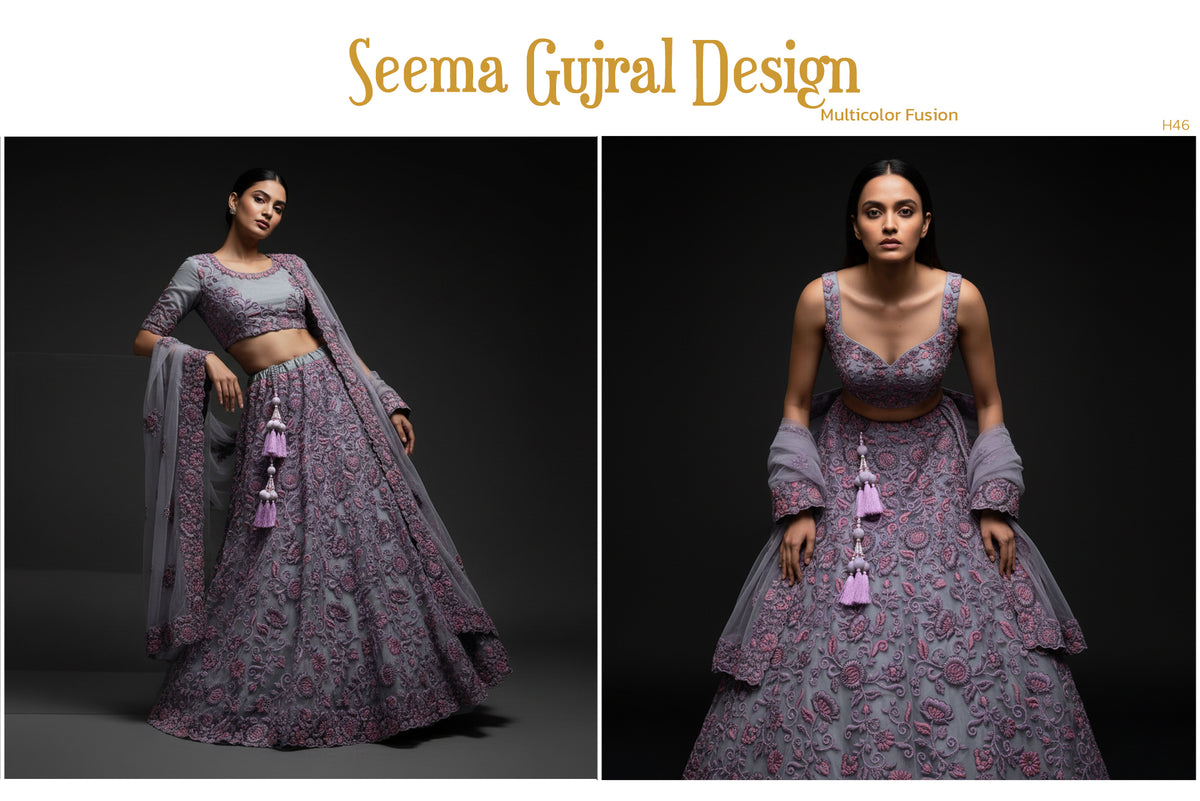 The Kashi Trousseau Edit: Lavender Net Lehenga Ensemble I – Lavender – view 1
