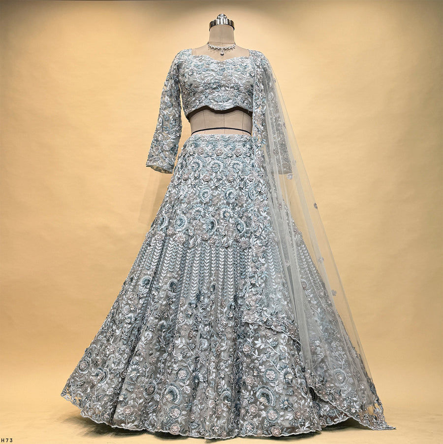 The Kashi Trousseau Darbar: Grey Net Lehenga Ensemble I