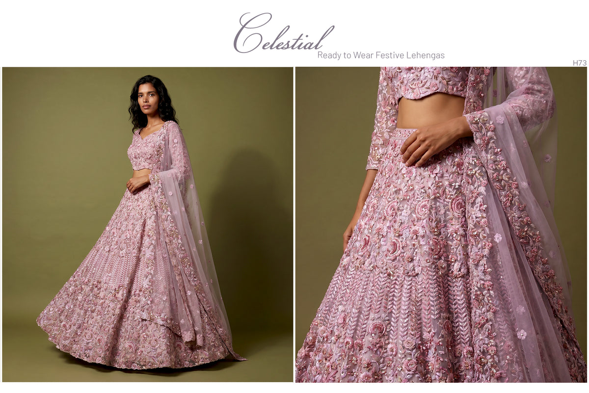 The Kashi Trousseau Darbar: Grey Net Lehenga Ensemble I – Grey – view 4