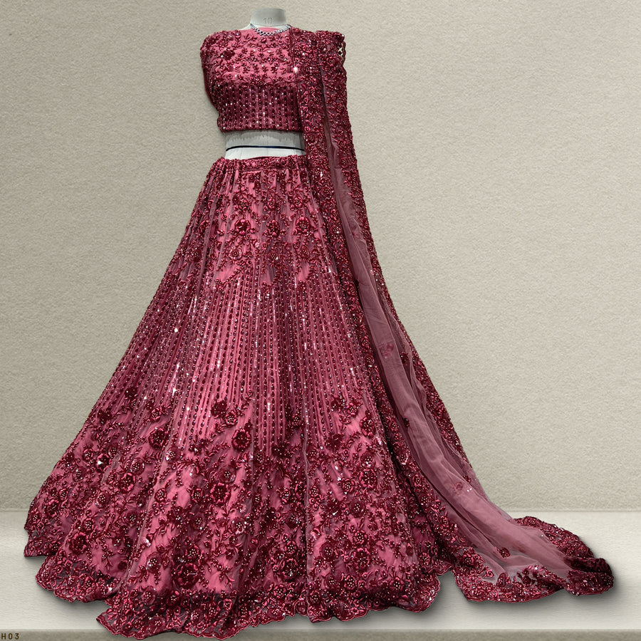 The Saubhagya Edit: Maroon Net Lehenga Ensemble III
