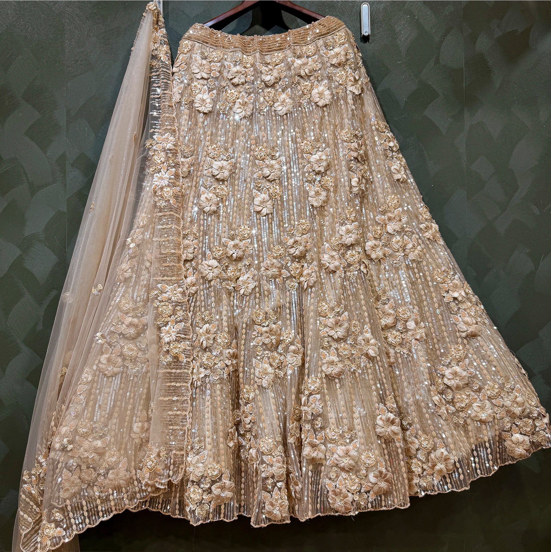 The Mewar Heritage Edit: Ivory Net Lehenga Ensemble III – Ivory – view 1