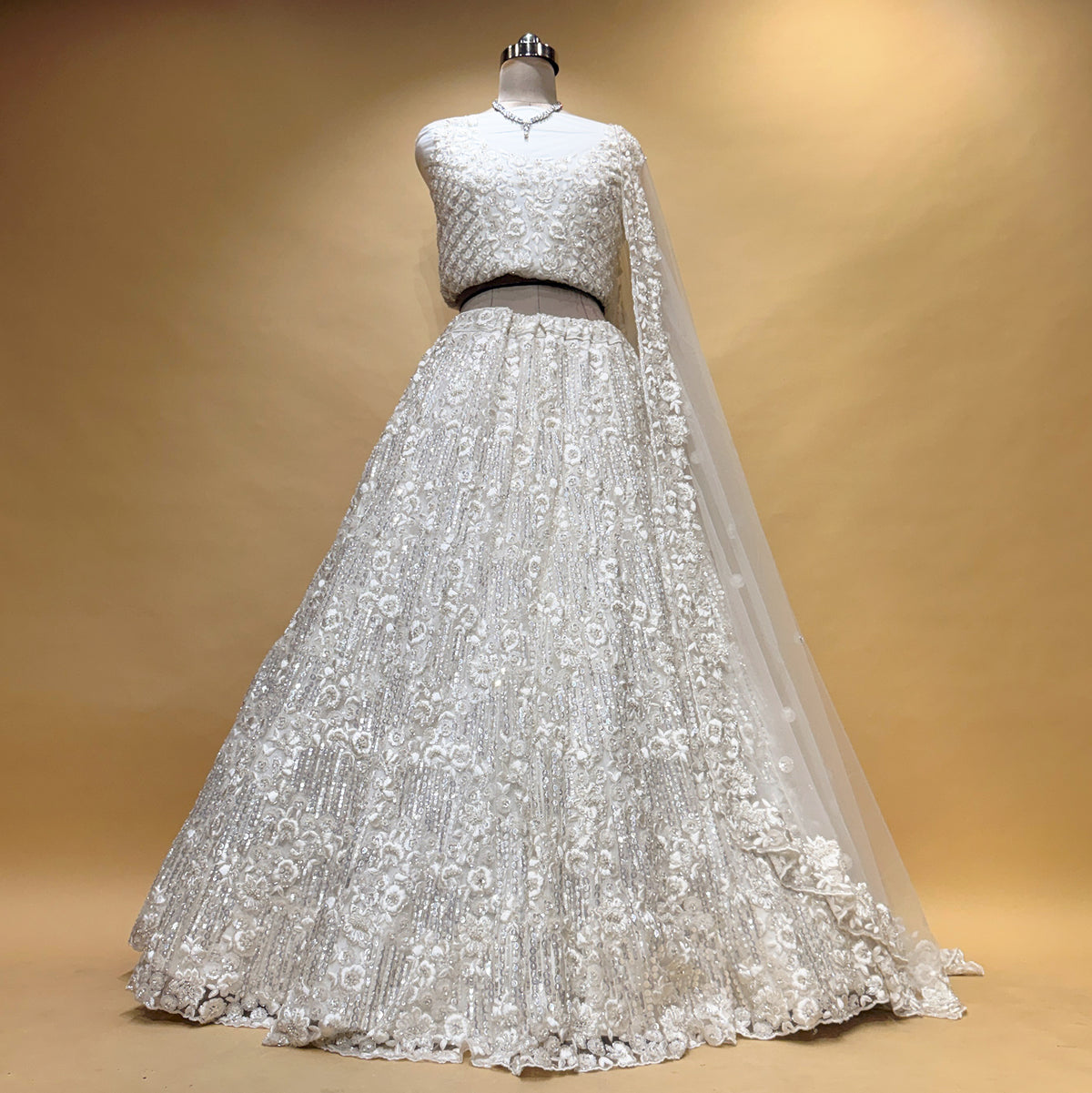 The Parampara Heirloom: White Heritage Lehenga Ensemble I – Off White – view 2