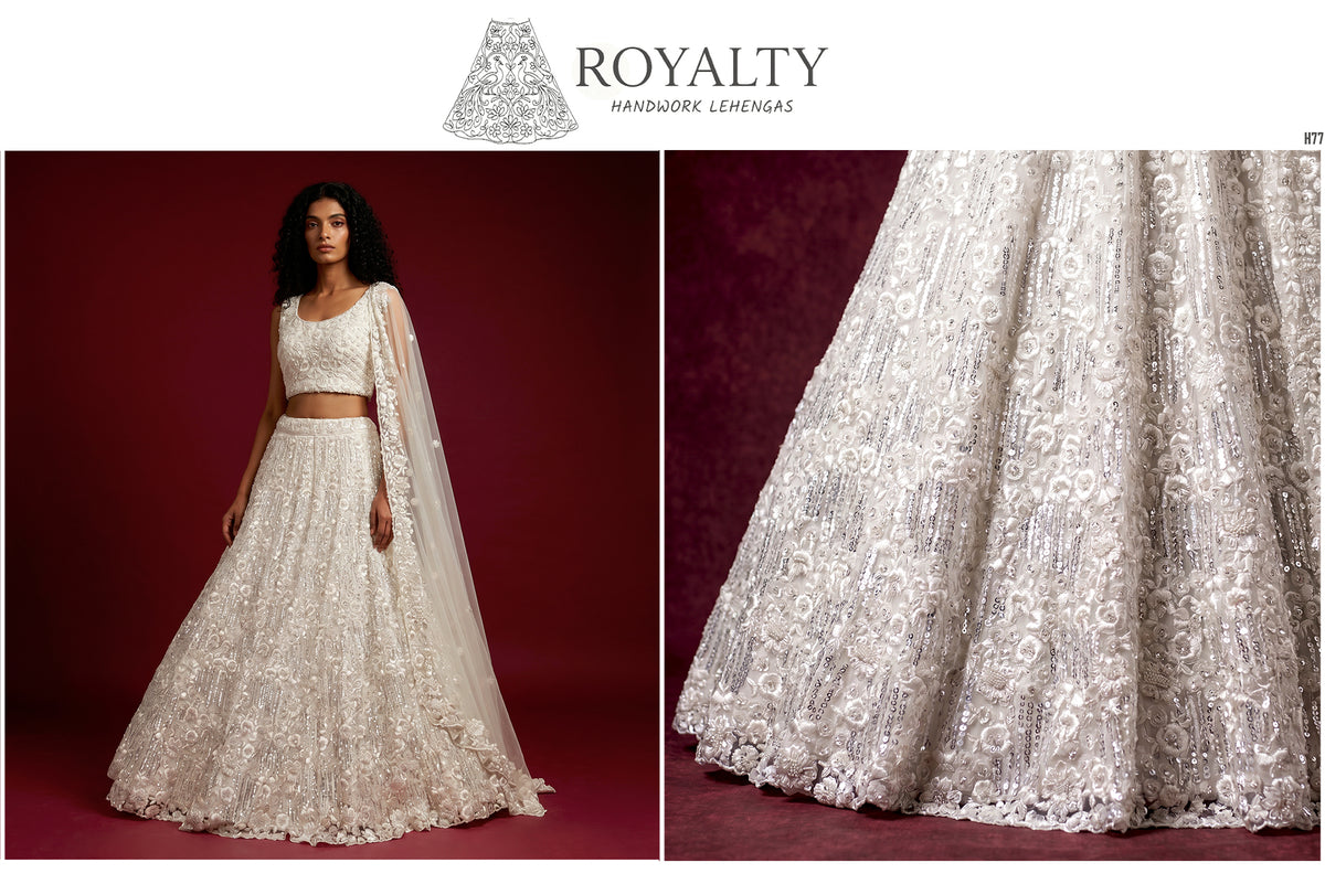 The Parampara Heirloom: White Heritage Lehenga Ensemble I – Off White – view 3
