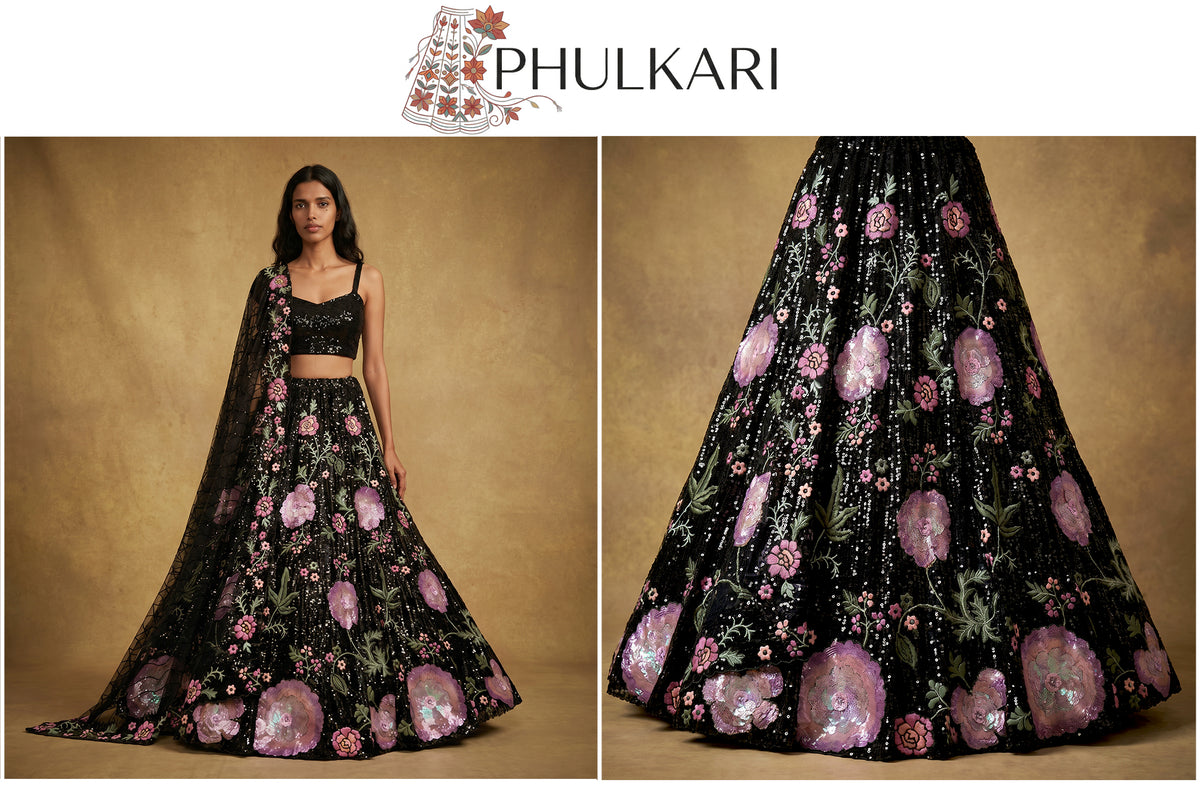 The Mewar Heritage Heirloom: Black Heritage Lehenga Ensemble – Black – view 3