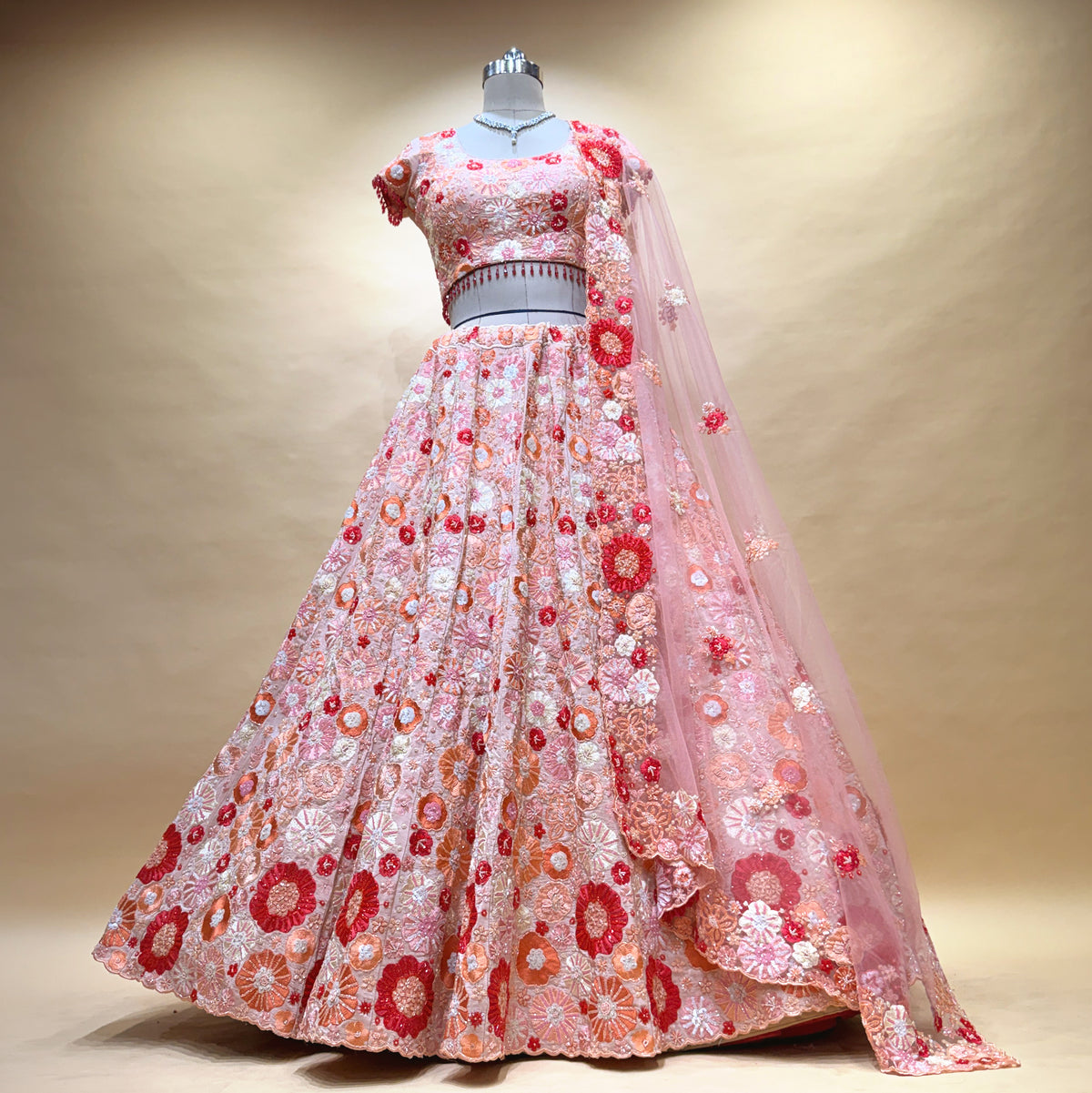 The Marwar Collection Edit: Peach Silk Lehenga Ensemble – Peach – view 2