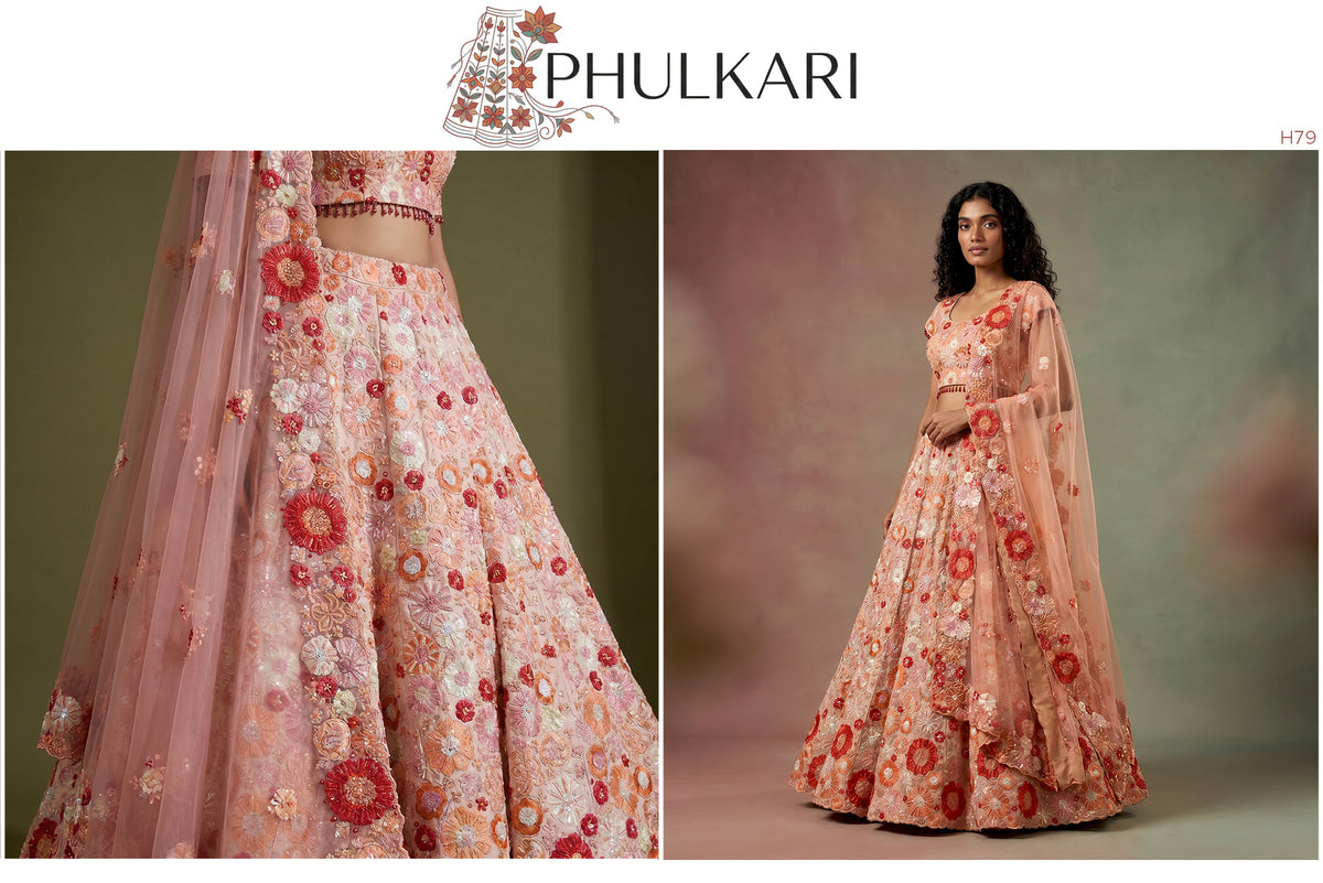 The Marwar Collection Edit: Peach Silk Lehenga Ensemble – Peach – view 3