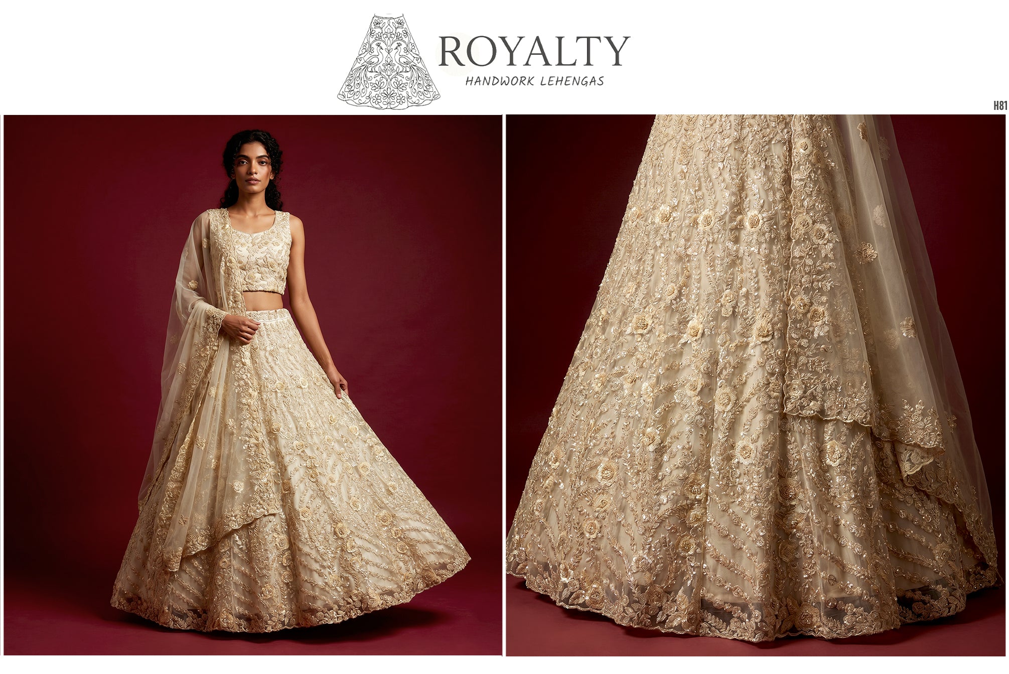 The Banaras Loom Collection: Ivory Heritage Lehenga Ensemble I – Ivory – view 2