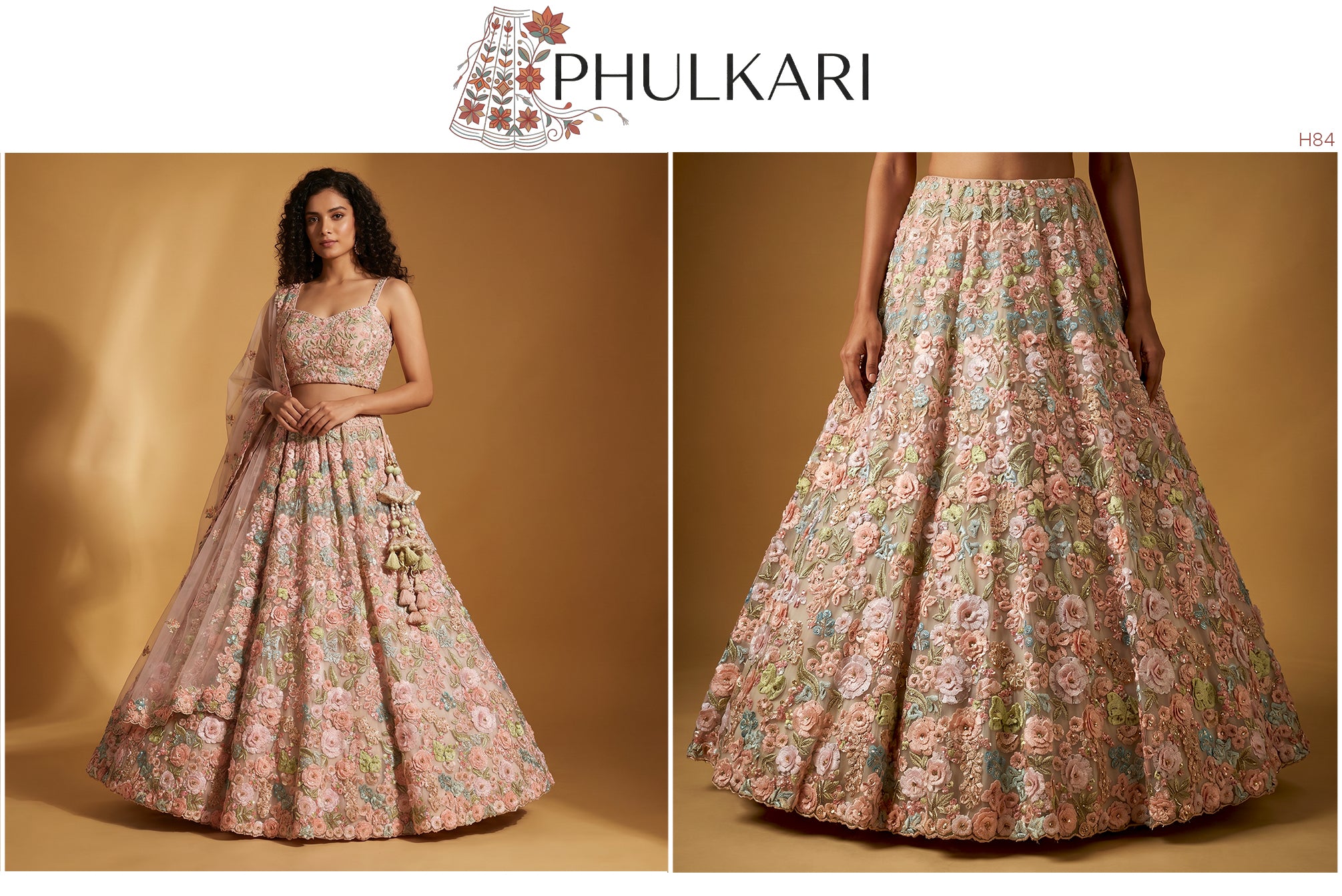 The Utsav Collection: Green Heritage Lehenga Ensemble IV – Multi Colour and Green – view 3