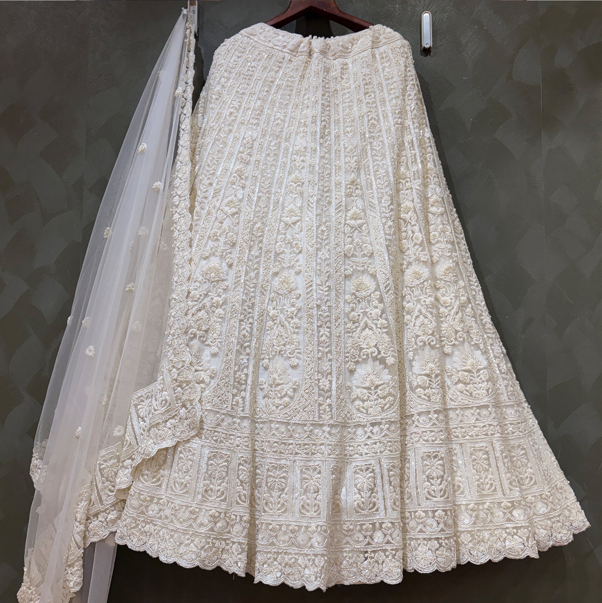 The Jaipur Palace Collection: White Heritage Lehenga Ensemble III – Off White – view 1