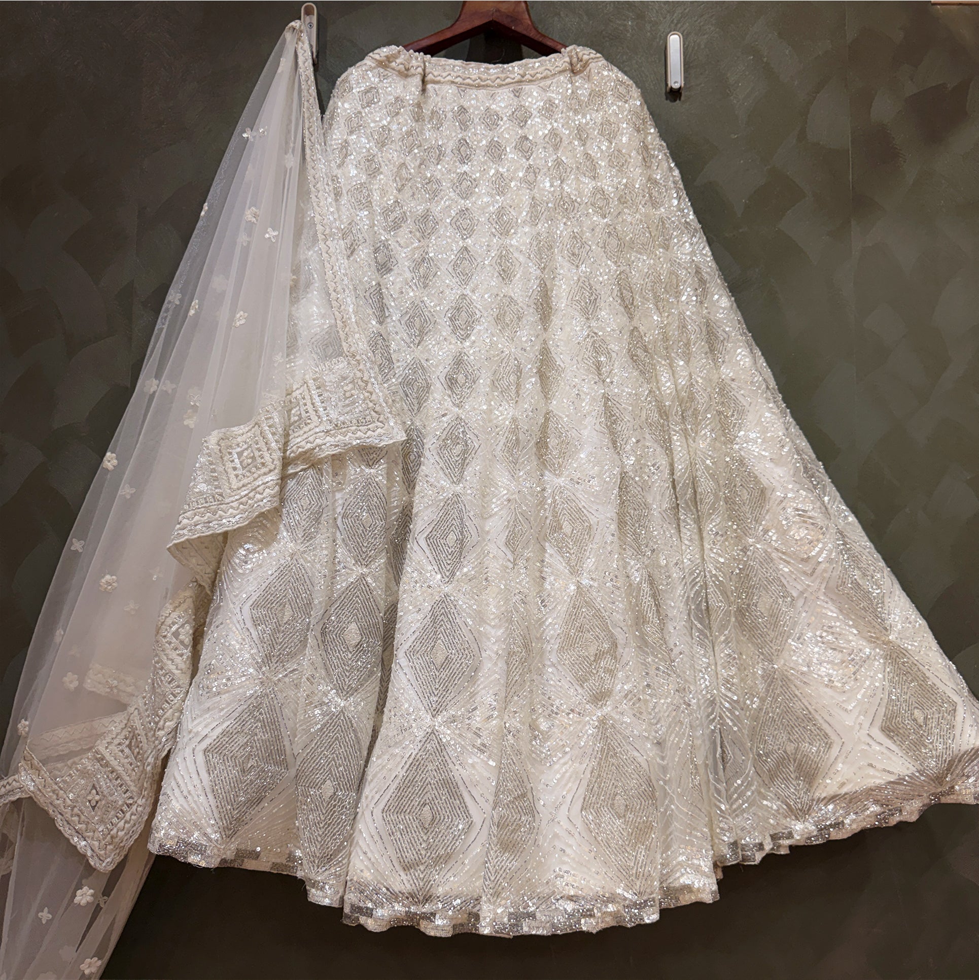 The Parampara Darbar: White Heritage Lehenga Ensemble IV – Off White – view 1