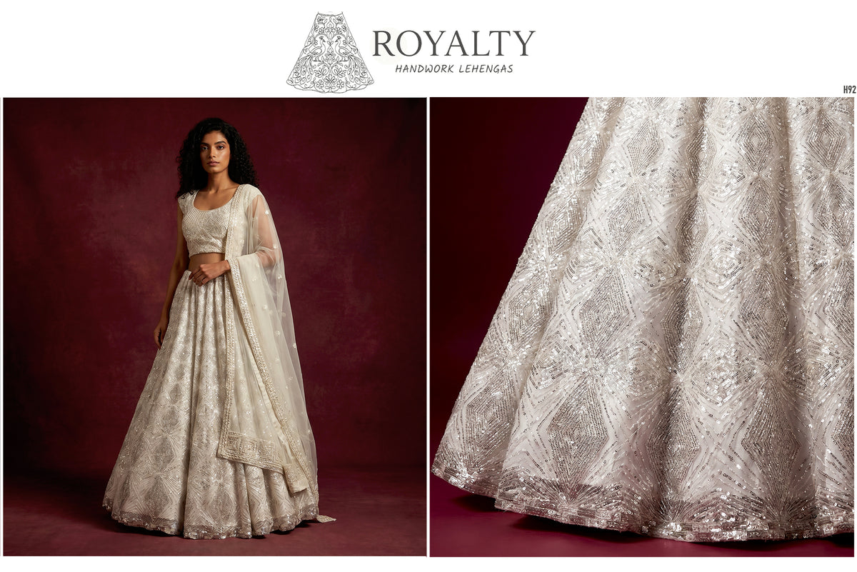 The Parampara Darbar: White Heritage Lehenga Ensemble IV – Off White – view 3