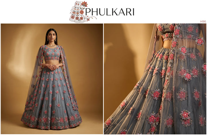 The Amber Fort Heirloom: Grey Net Lehenga Ensemble I