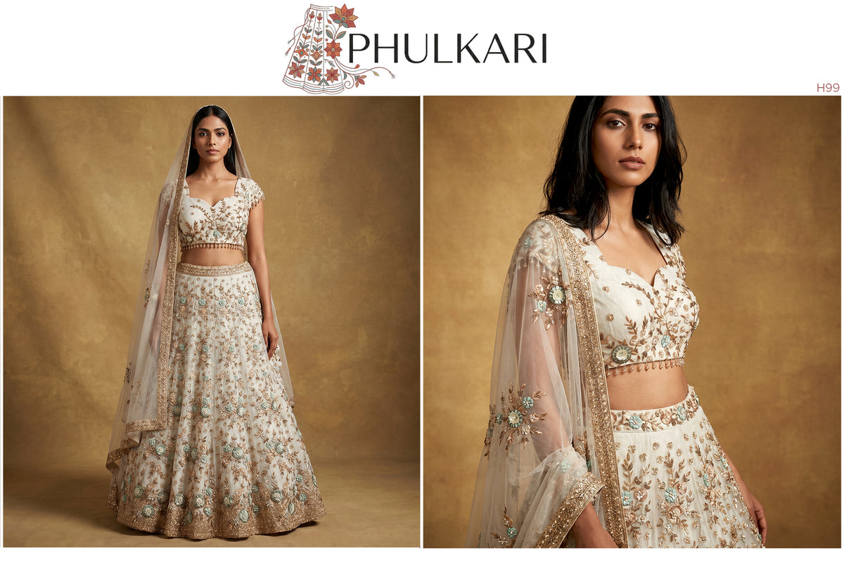 The Indrani Heirloom: Ivory Lehenga Ensemble - Ivory - view 2