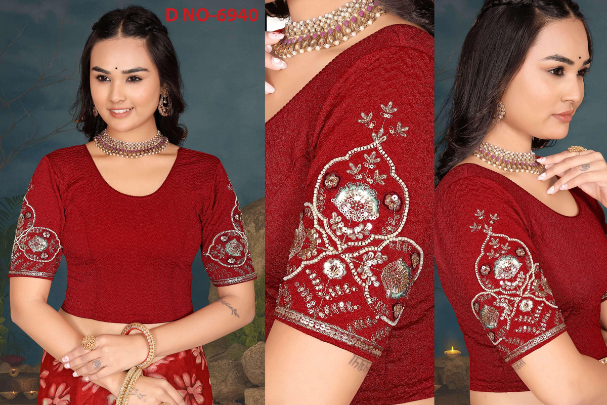 Lycra Stretchable beads work blouse - Des- 6940