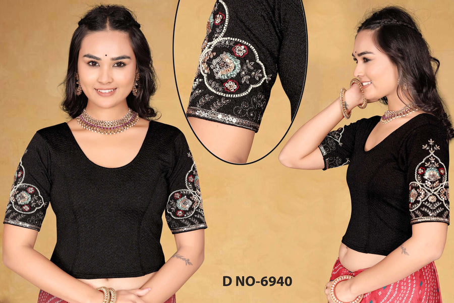 Lycra Stretchable beads work blouse - Des- 6940