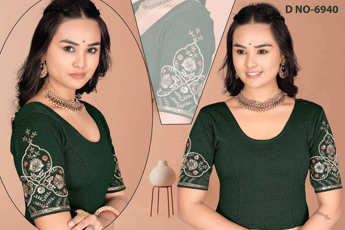 Lycra Stretchable beads work blouse - Des- 6940
