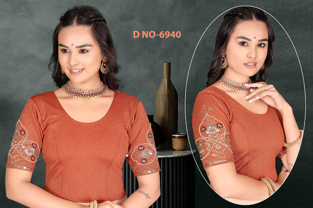 Lycra Stretchable beads work blouse - Des- 6940
