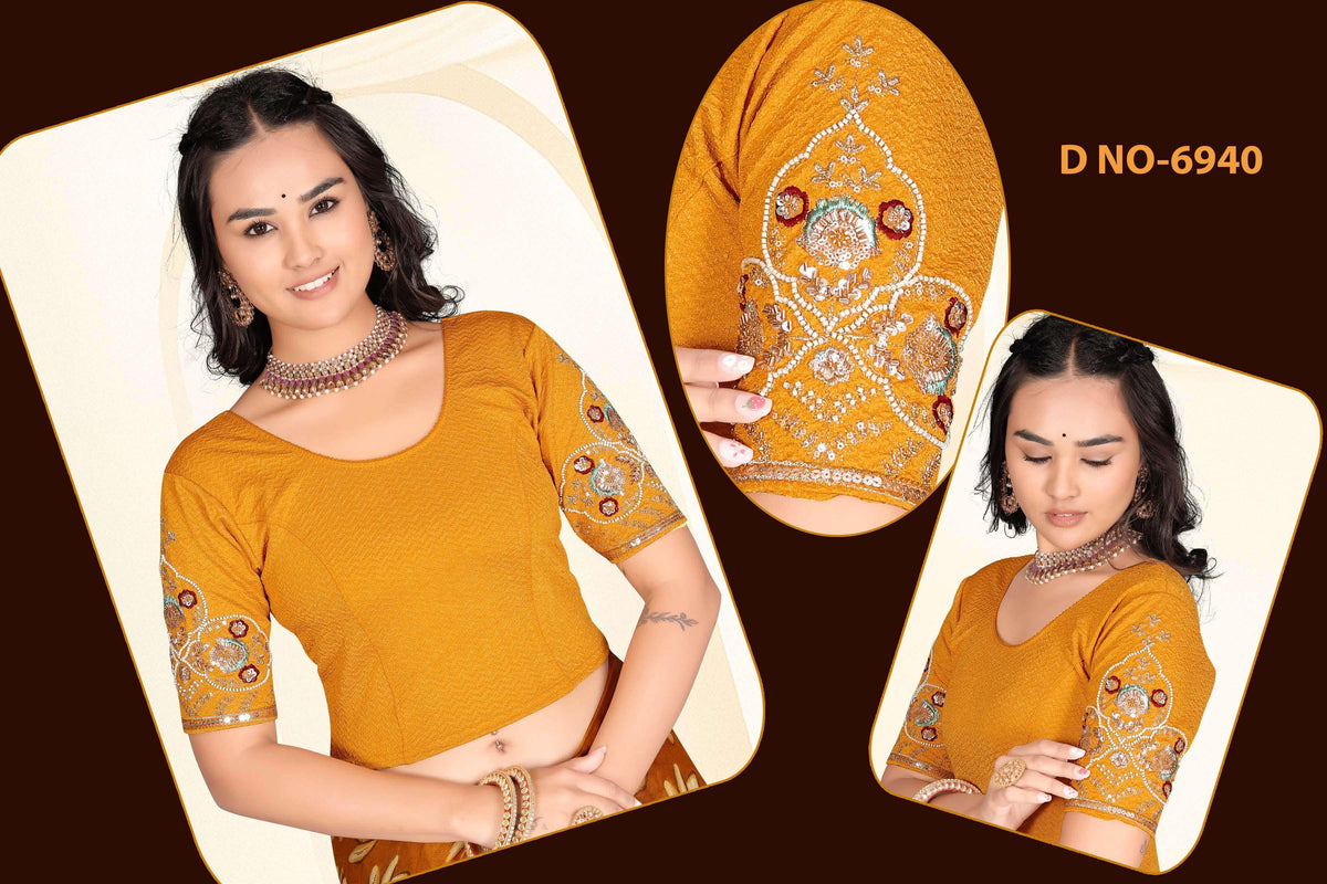 Lycra Stretchable beads work blouse - Des- 6940