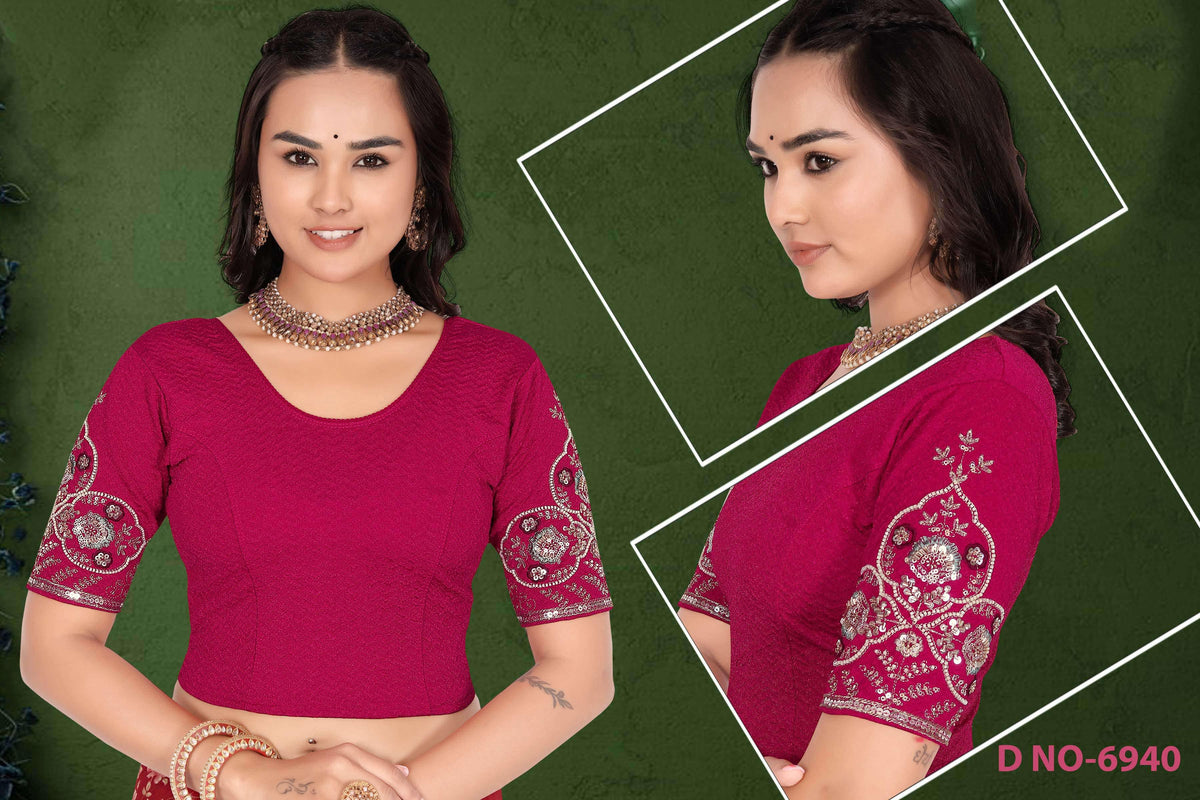 Lycra Stretchable beads work blouse - Des- 6940