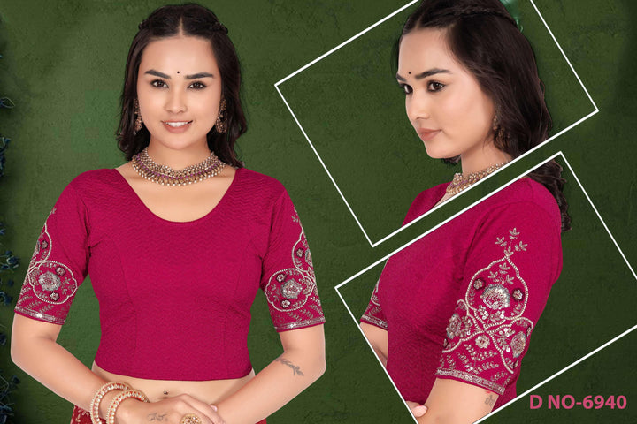 Lycra Stretchable beads work blouse - Des- 6940