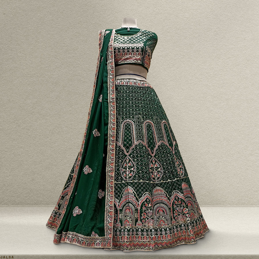 The Aarohi Collection: Green Heritage Lehenga Ensemble IV