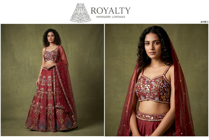 The Jharokha Heirloom Edit: Maroon Heritage Lehenga Ensemble