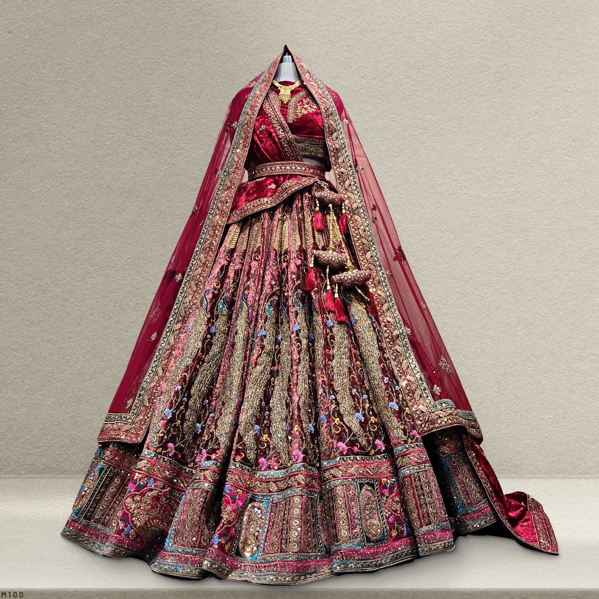 The Ananda Heirloom: Maroon Heritage Lehenga Ensemble IV – Maroon – view 2