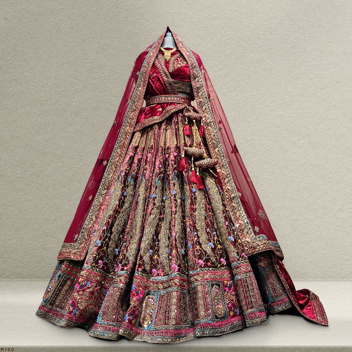 The Ananda Heirloom: Maroon Heritage Lehenga Ensemble IV