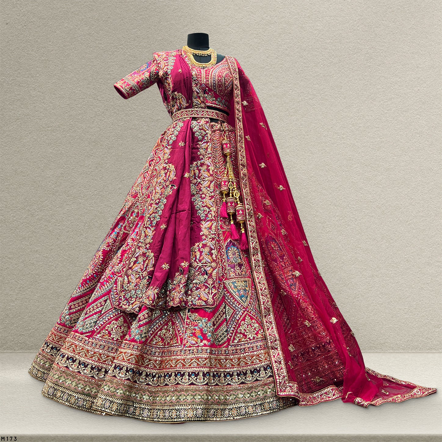 The Kalyani Collection: Pink Silk Lehenga Ensemble III – Pink – view 1