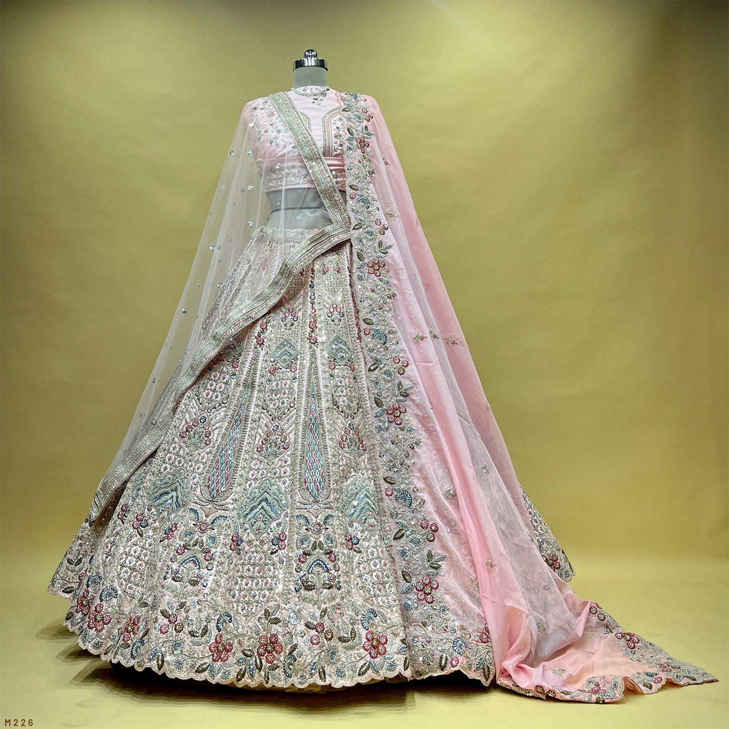 The Rajputana Darbar Edit: Peach Silk Lehenga Ensemble I – Peach – view 3