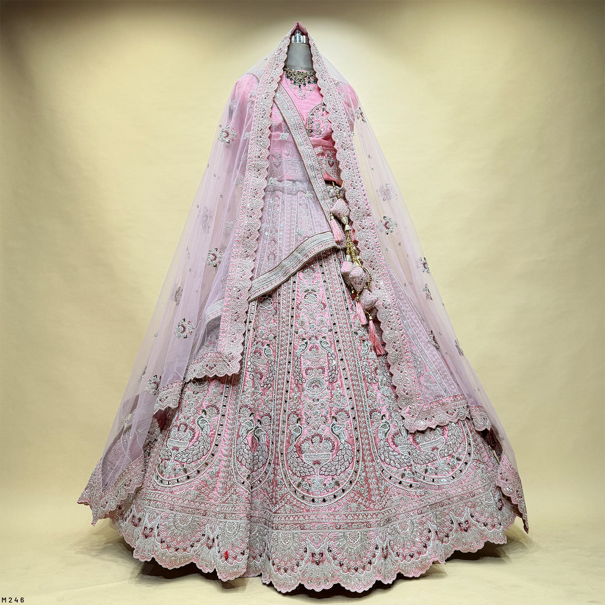 The Udaipur Royal Darbar: Pink Silk Lehenga Ensemble I – Pink – view 1