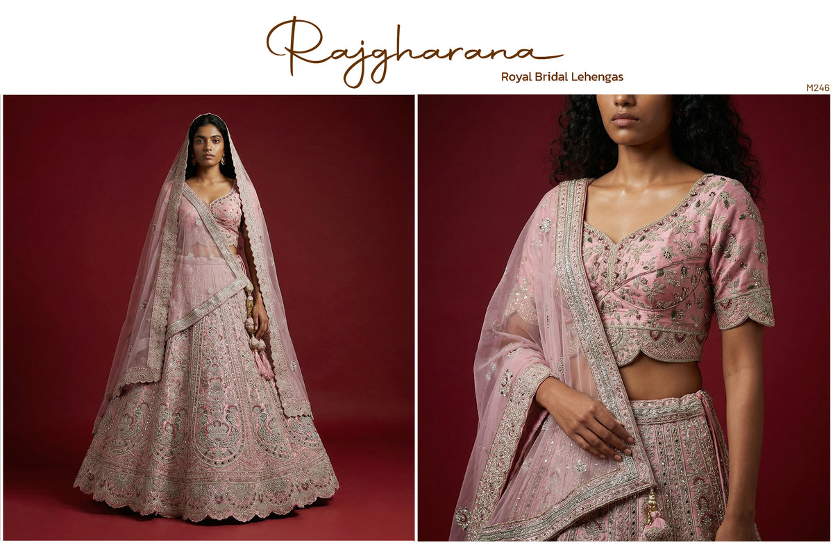 The Udaipur Royal Darbar: Pink Silk Lehenga Ensemble I – Pink – view 2
