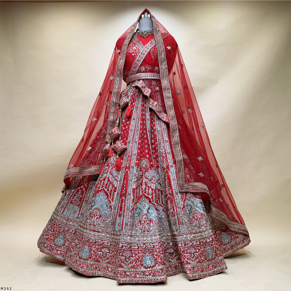 The Ananda Darbar: Red Heritage Lehenga Ensemble I – Red – view 1
