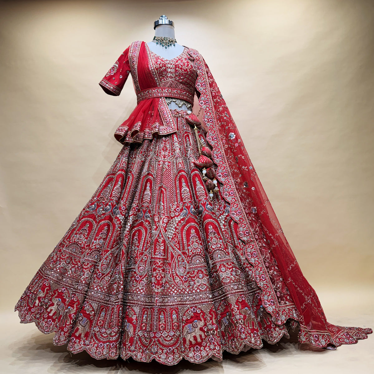 The Parampara Edit: Red Heritage Lehenga Ensemble IV – Red – view 1